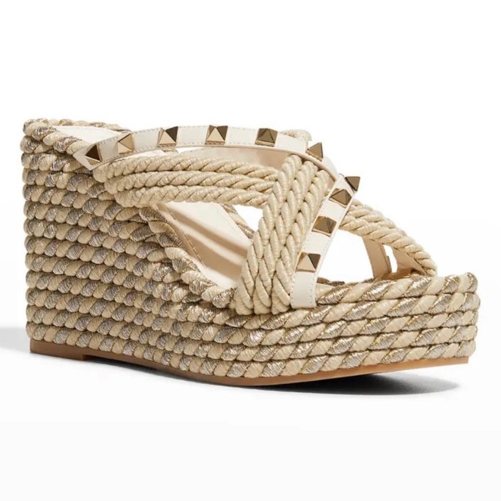 VALENTINO
Rockstud Torchon Wedge Espadrilles Size 7US